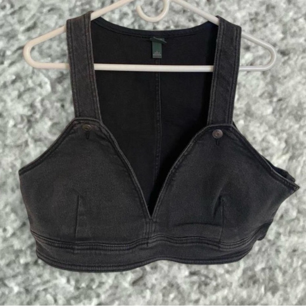 Old Navy Black Denim-Style Crop Tank